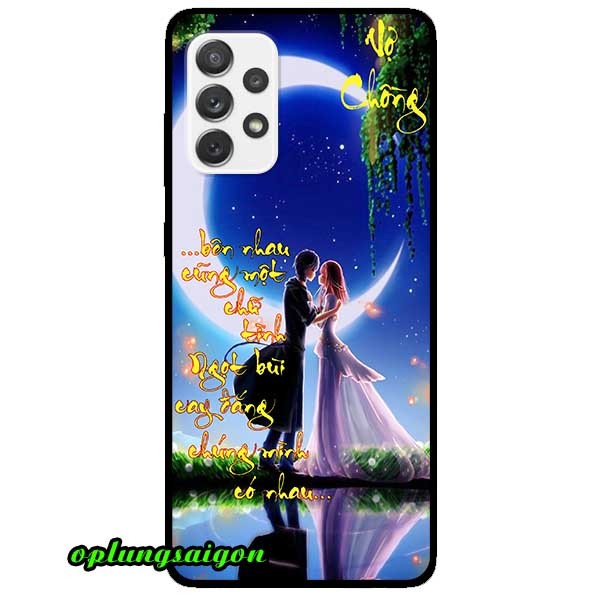 Ốp Cường Lực Dẻo Đen Dành Cho Samsung A32 - A52 - A72 Mẫu Thư Pháp Vợ Chồng Ôm Nhau