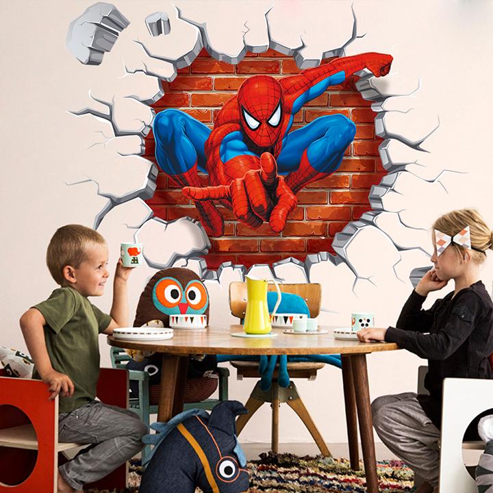 Giấy, decal dán tường Người nhện 3D