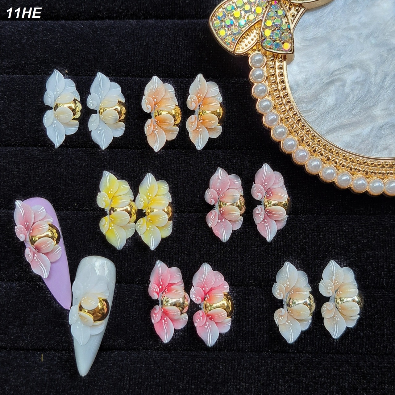 Hoa Cúc Ôm Bi Ánh Kim | Hoa Bột Đính Móng 11HE