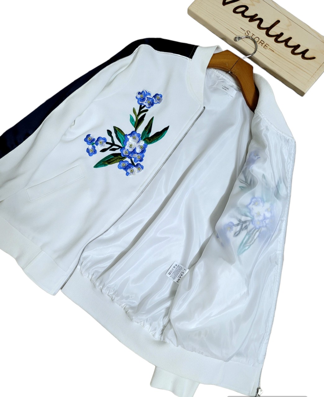 Áo khoác nữ dáng Bomber thêu hoa cao cấp