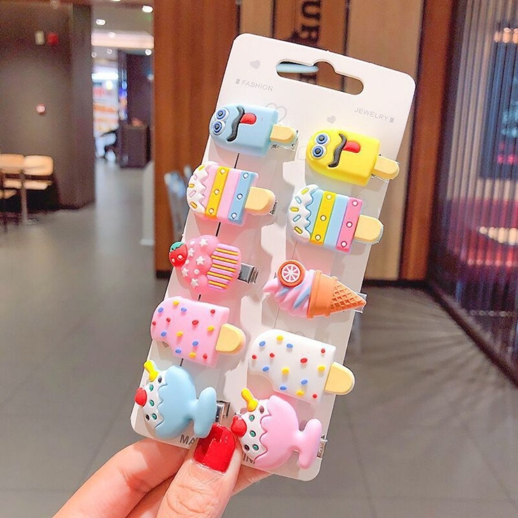 Set 10 Kẹp Tóc Cho Bé Gái Nhiều Màu Đáng Yêu KT10