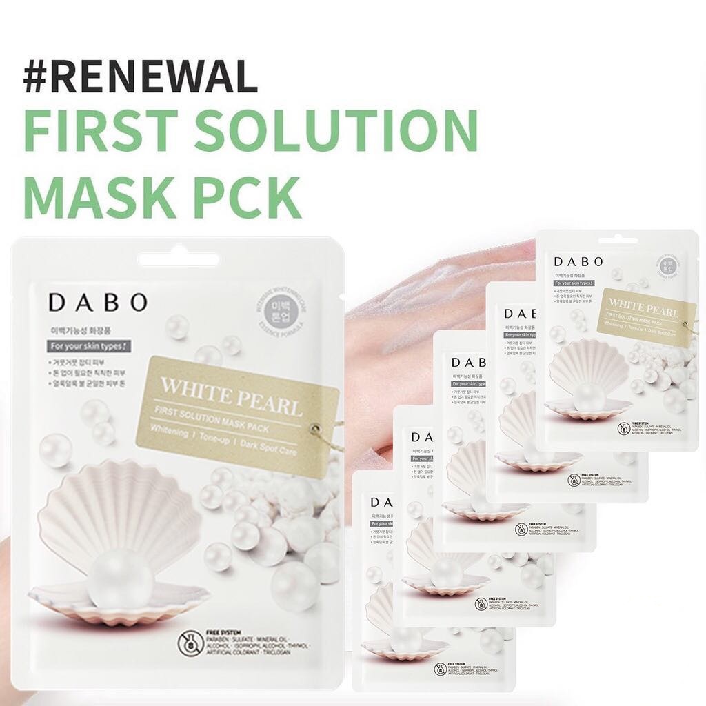 Bộ 10 miếng Mặt nạ Ngọc trai Hàn Quốc - Dabo First Solution Mask Pack White Pearl ( 23g )