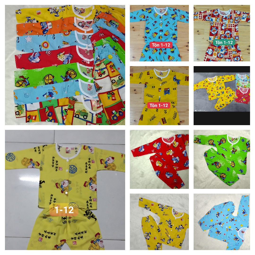 [HCM]bộ  quần áo bé trai dài nút giữa  vải tole lanh nhiều màu mẫu  06