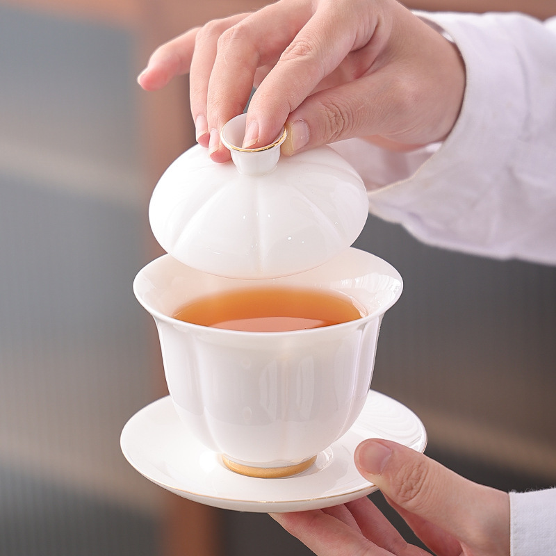 Chén Khải sứ trắng Bạch Định thấu quang 145 ml