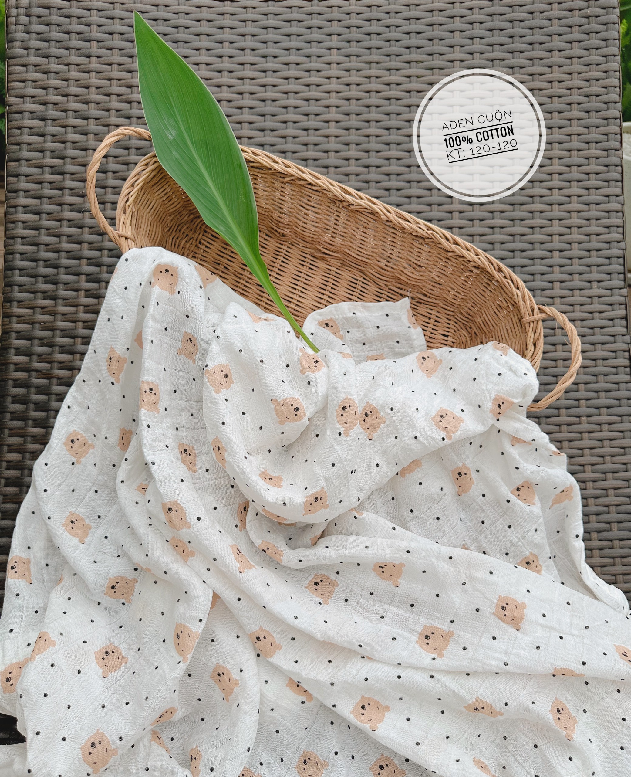 khăn xô tắm Muslin Swaddle Organic cotton