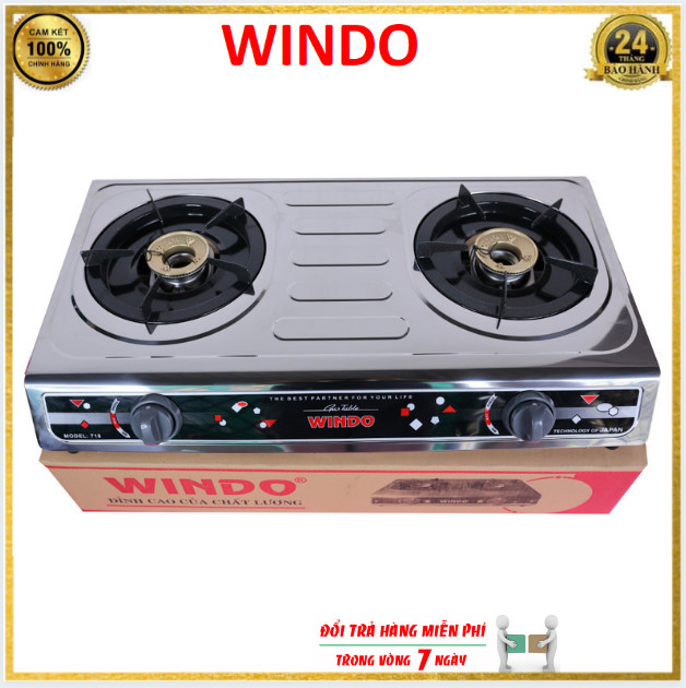 Bếp gas đôi Windo 718ĐV[Mặt inox không rỉ]