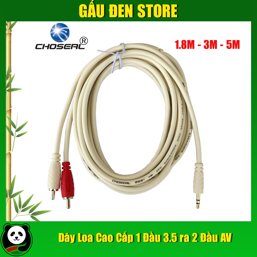 Dây loa cao cấp 1 đầu 3.5 ra 2 đầu av chiều dài 1.8m-3m-5m siêu bền