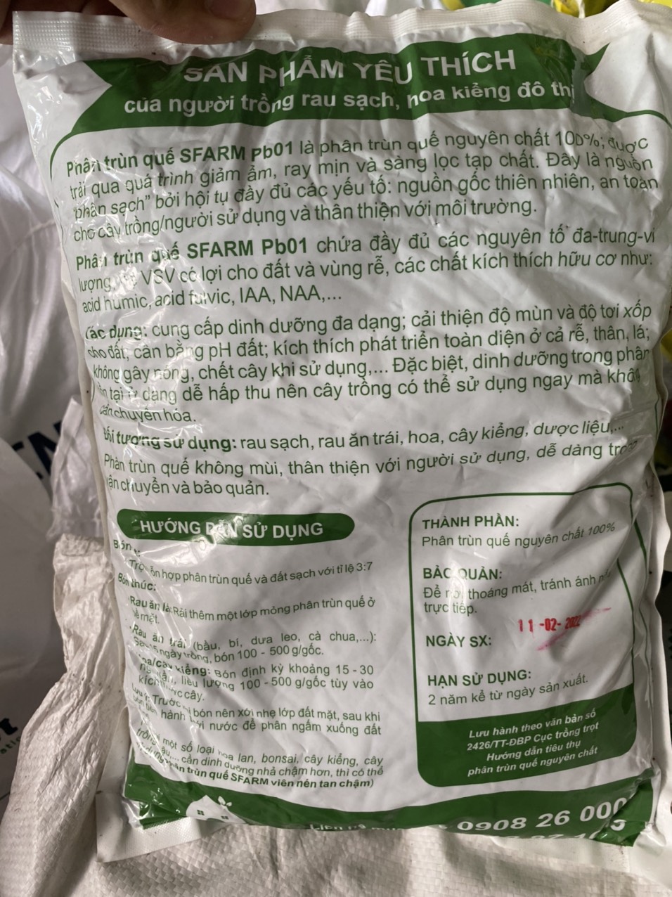Phân trùn quế cao cấp Sfarm (Pb01 túi 2kg) - Phân trùn quế Đặng Gia Trang