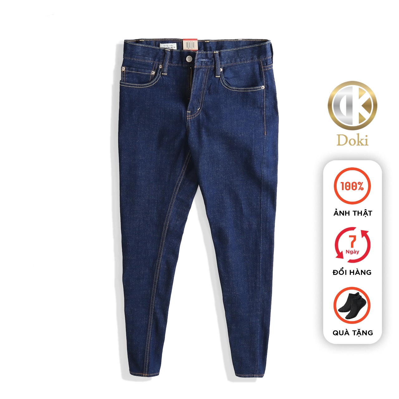 Quần Jean Nam Slimfit Xanh Đen XT-01 Quần bò nam Dáng đứng Ôm nhẹ, Chất vải co giãn, thoáng mát - Doki