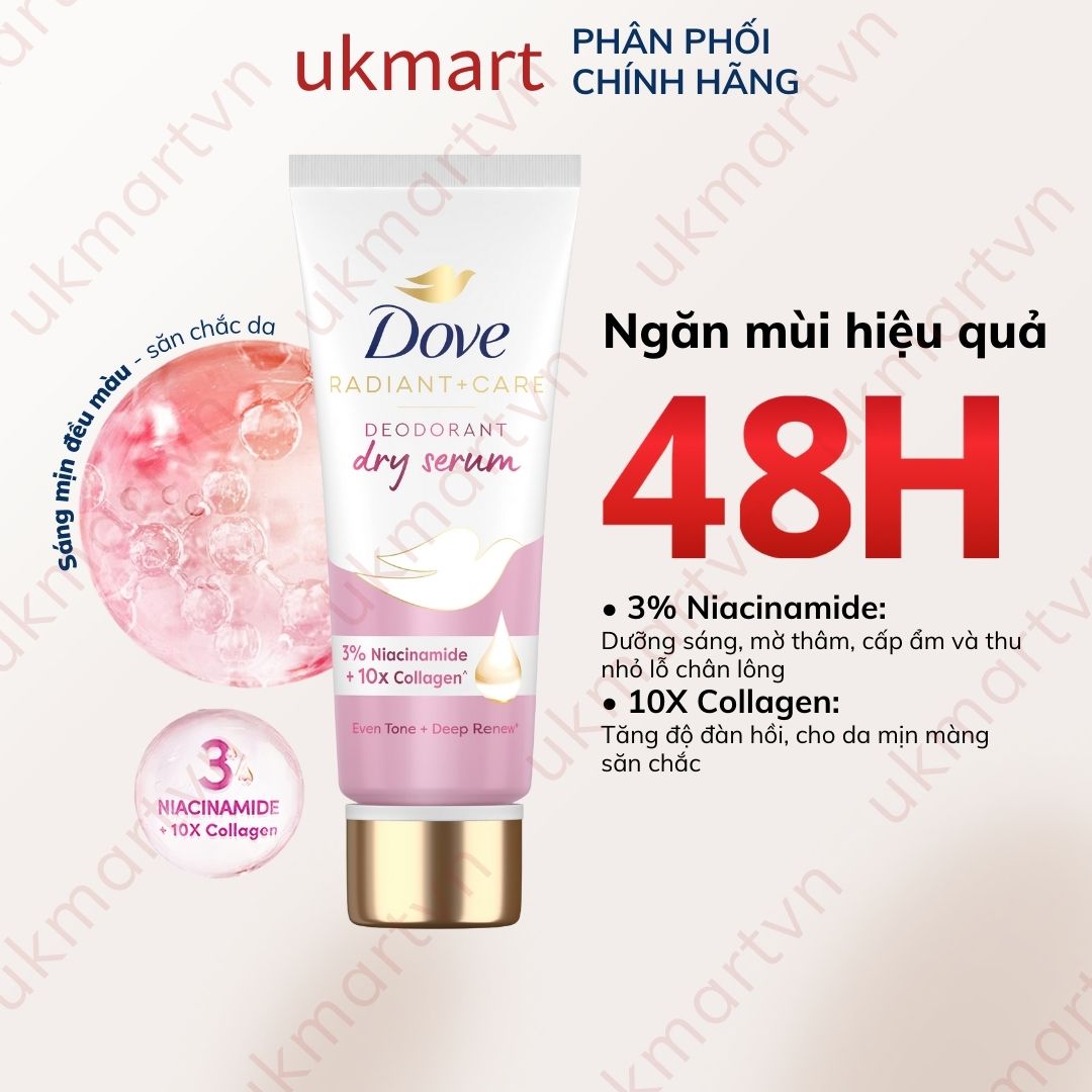 Dove Serum dưỡng sáng khử mùi Dove dành cho nữ với 3% Niacinamide giúp da sáng mịn đều màu 40ml