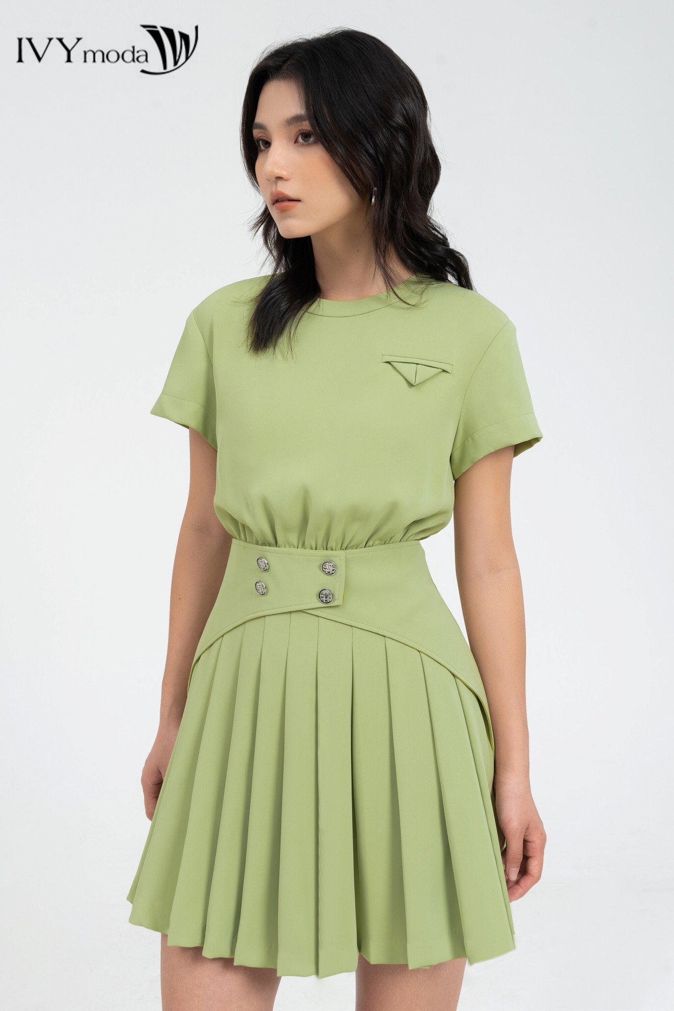 Đầm dập ly dáng xòe IVY moda MS 48B9381