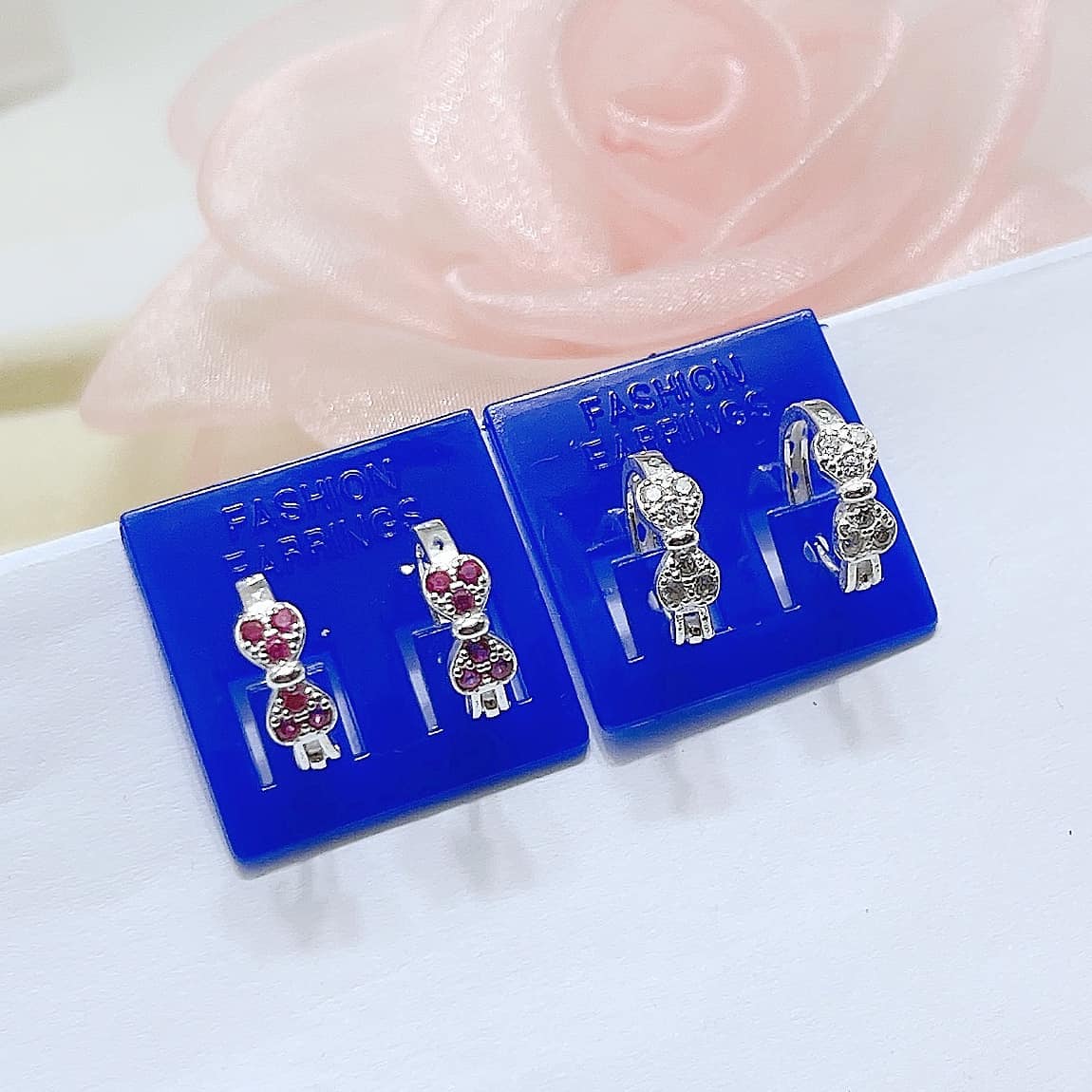 Children's Bow-Shaped Earrings Made of Silver Material Ms05C