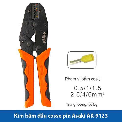 0.5 ~ 6.0mm2 kiềm bấm cos kim asaki ak-9123