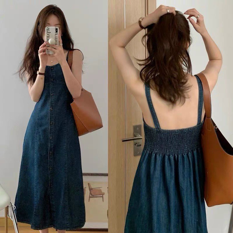Đầm Jean Demin Nút Siêu Xinh