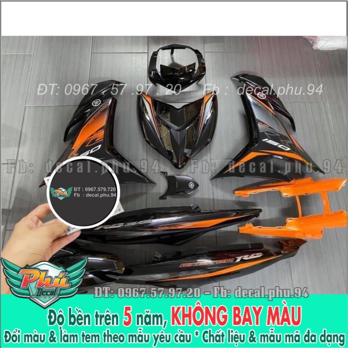 Tem rời exciter 150 rc cam đen xe đen