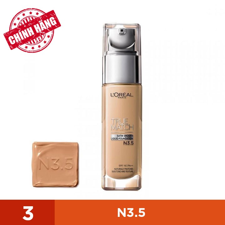 KEM NỀN DƯỠNG ẨM LOREAL TRUE MATCH LIQUID FOUNDATION N3.5 30ML