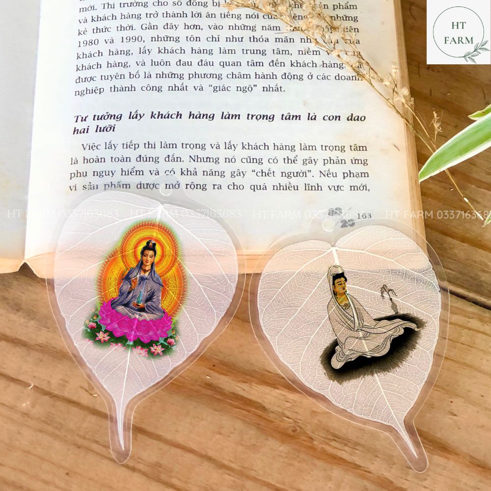 Lá Bồ Đề - Hình Bồ tát Vạn dặm Bình an (Cầu Bình An – May mắn, Treo ô tô, Ốp Điện thoại, Hàng loại 1)