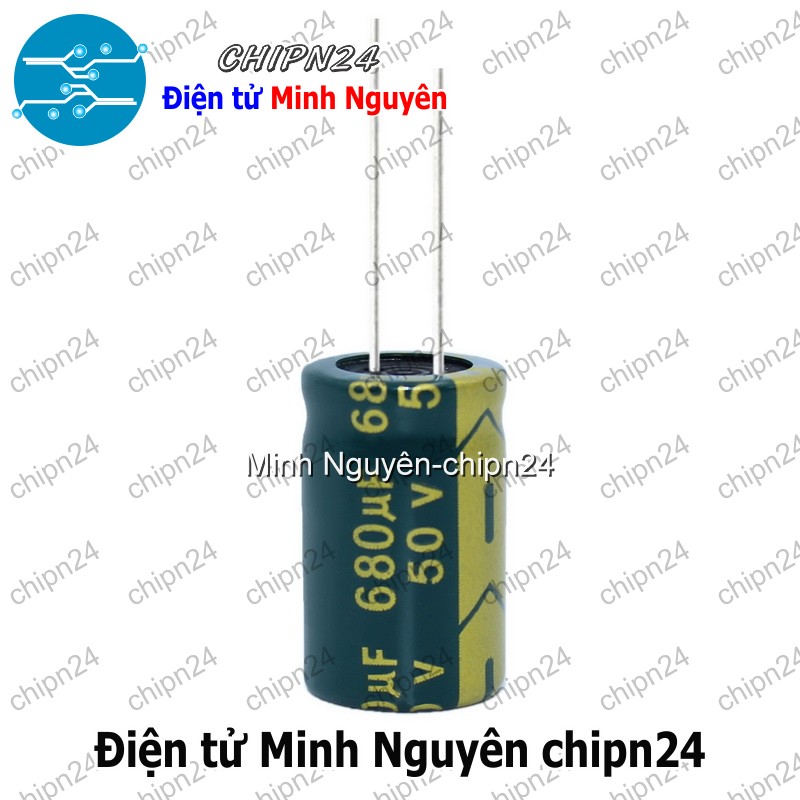 [5 con] (F274) Tụ hóa 680uF 50V Xanh Lá (13x21mm) (Tần số cao) - HH003274