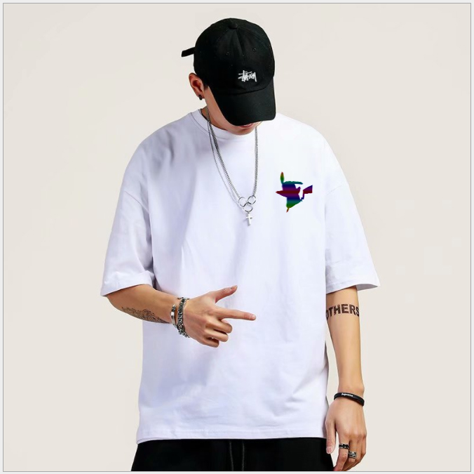 Áo thun tay lỡ PIKACHU Unisex Trắng Và Đen