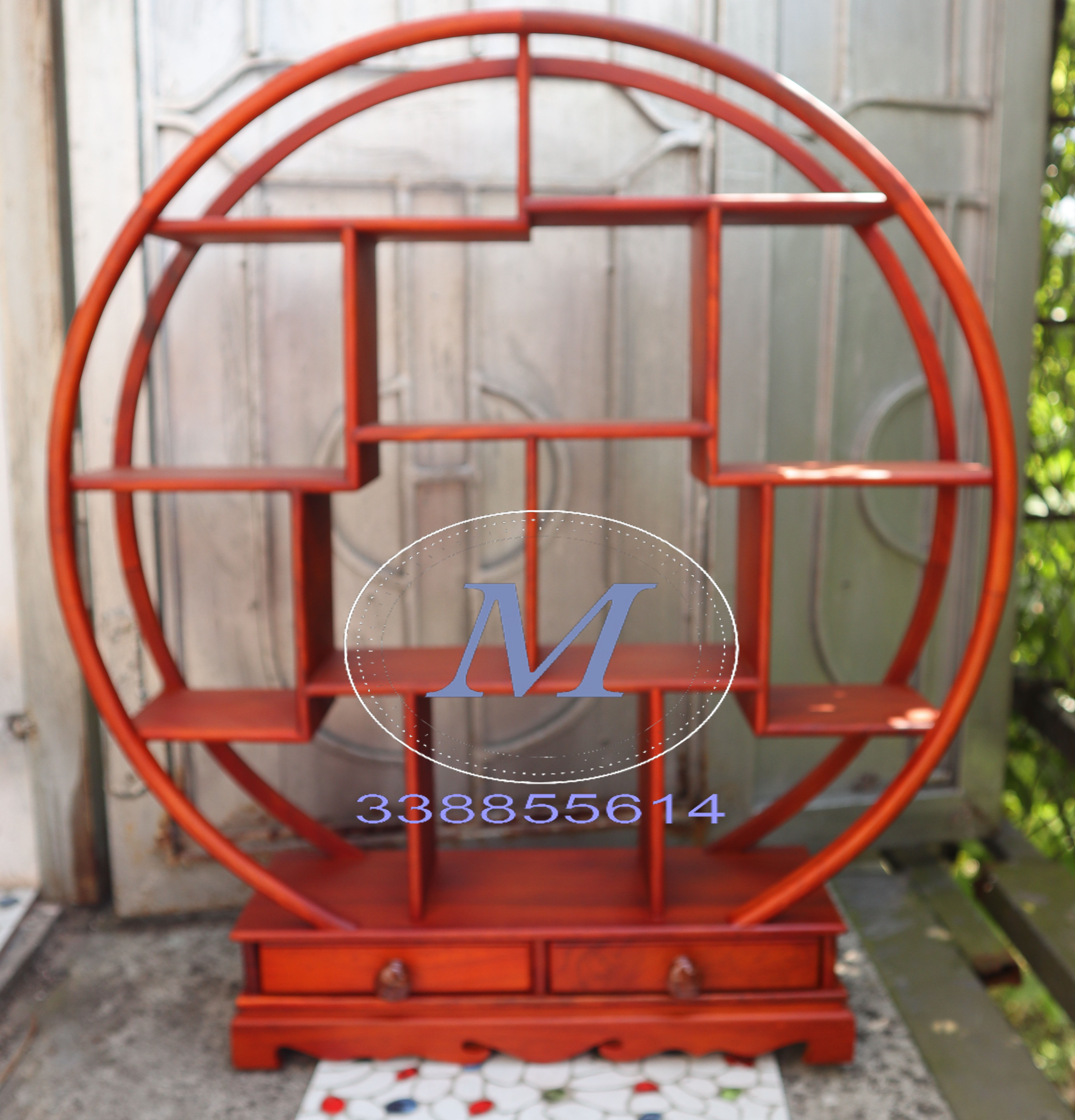 Kệ mini gia dụng gỗ gõ cỡ khủng kệ bày đồ gỗ dáng tròn