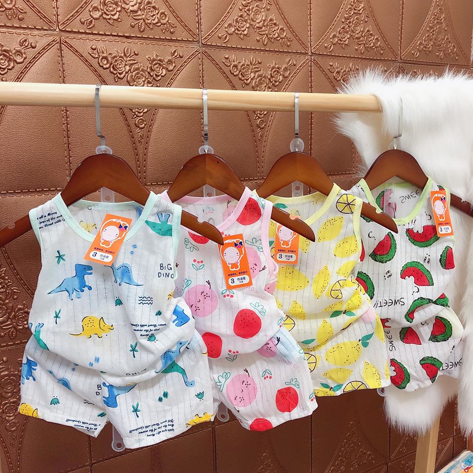 Bộ cotton giấy sát nách cho bé từ 3-14kg