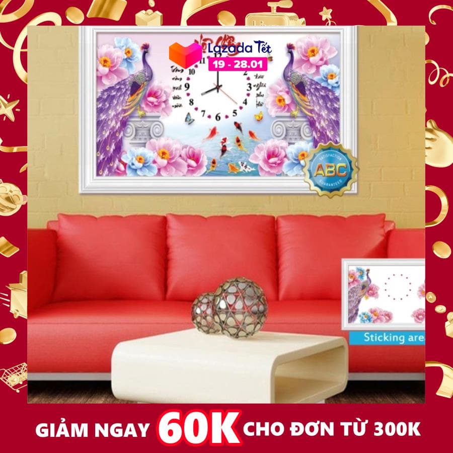 Tranh đính đá cao cấp Đồng hồ Vợ chồng Y8107