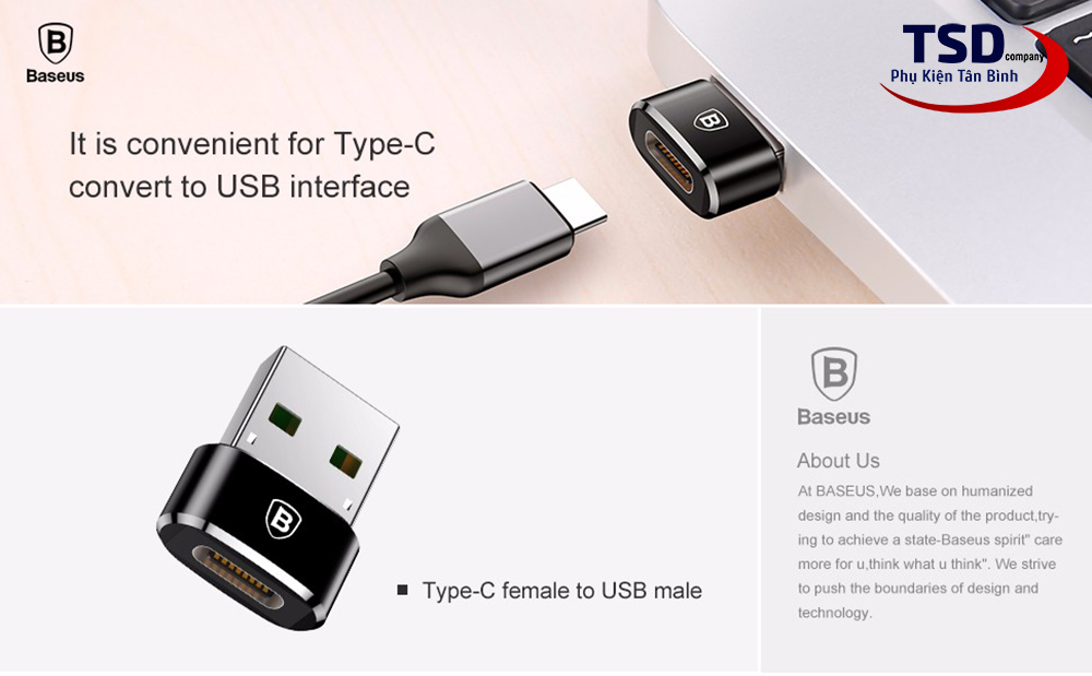 Đầu Chuyển USB Sang Type-C Tốc Độ Cao Baseus ( Max 5A )