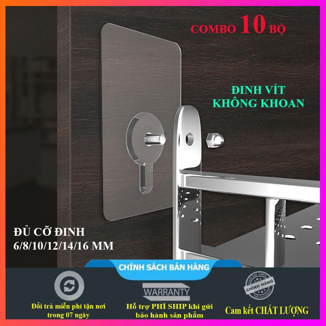 Combo 10 Đinh vít, móc treo dán tường không khoan đục siêu chắc chắn (đủ cỡ đinh lựa chọn)