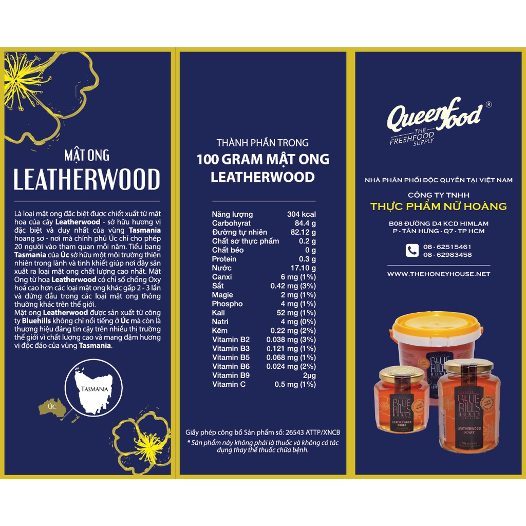 Mật Ong Leatherwood Blue Hills 1kg-[Chính Hãng]