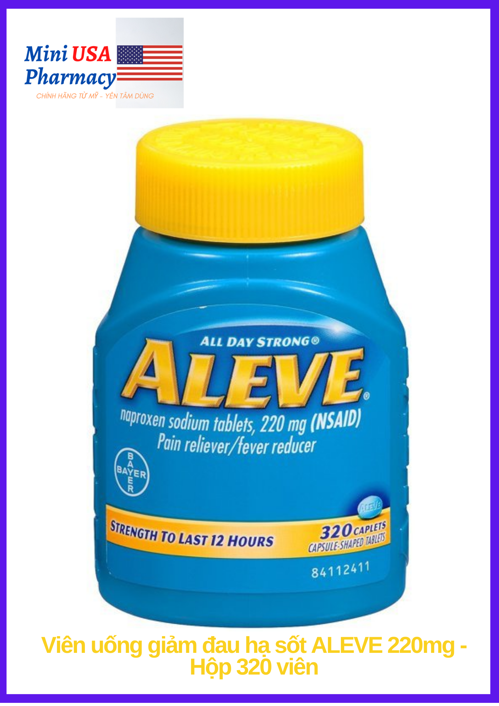 Aleve 220mg - 320 viên [Hàng Mỹ Chính Hãng]