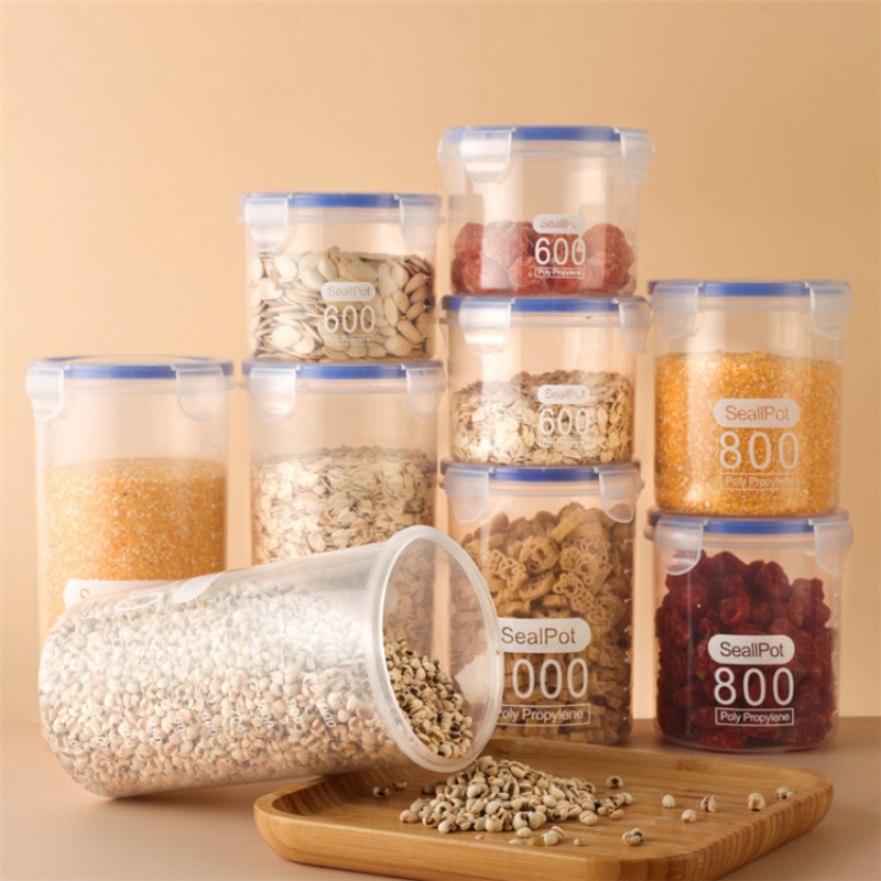 600ml, 800ml, 1000ml, 1500ml plastic convenient food container, kitchen storage jar