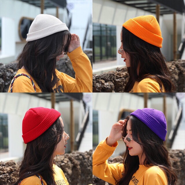 Mũ Len Beanie Trơn Dáng Ngắn 21Cm ( Ảnh+ Thật )