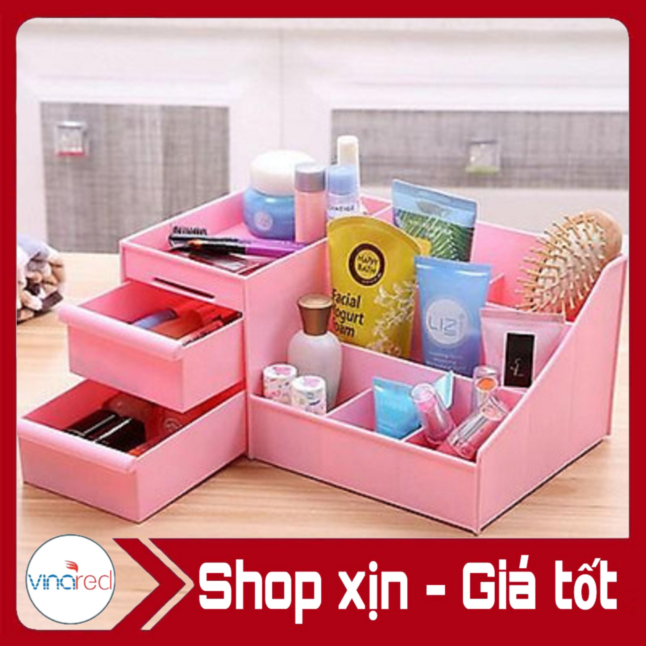 Kệ nhựa đựng mỹ phẩm có 2 ngăn kéo