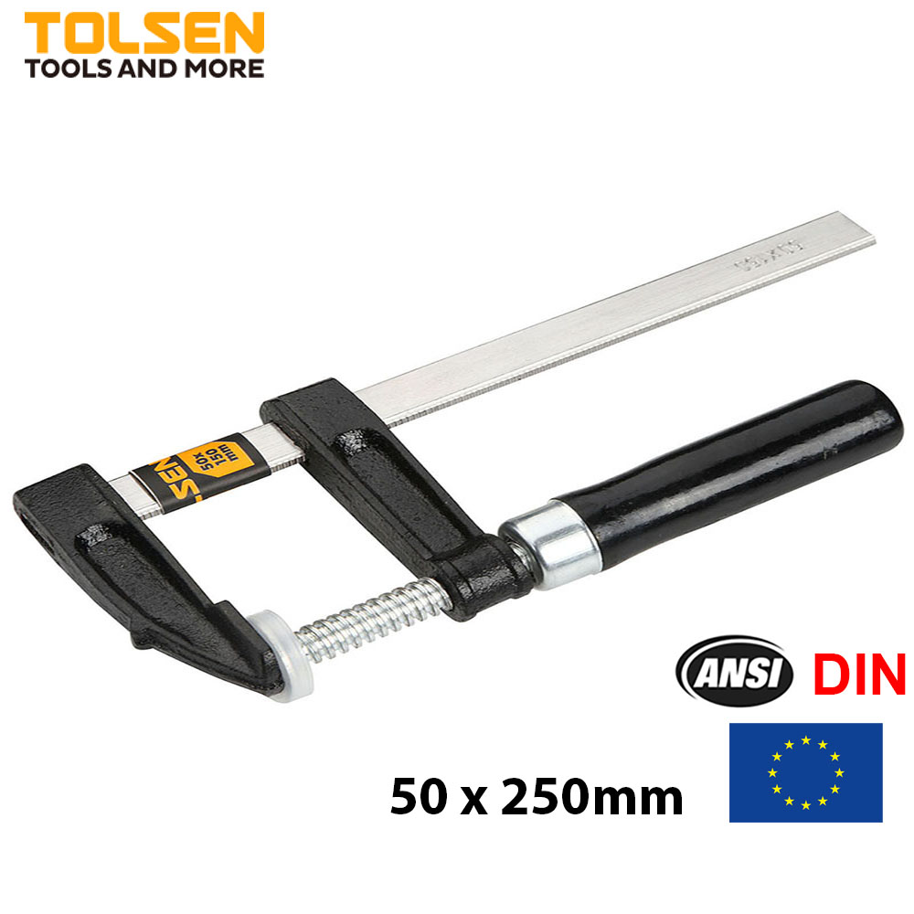 CẢO CHỮ F TOLSEN 10125 – Size: 50x250mm Cảo Vam Kẹp Gỗ Nhanh Chữ F Loại Tốt