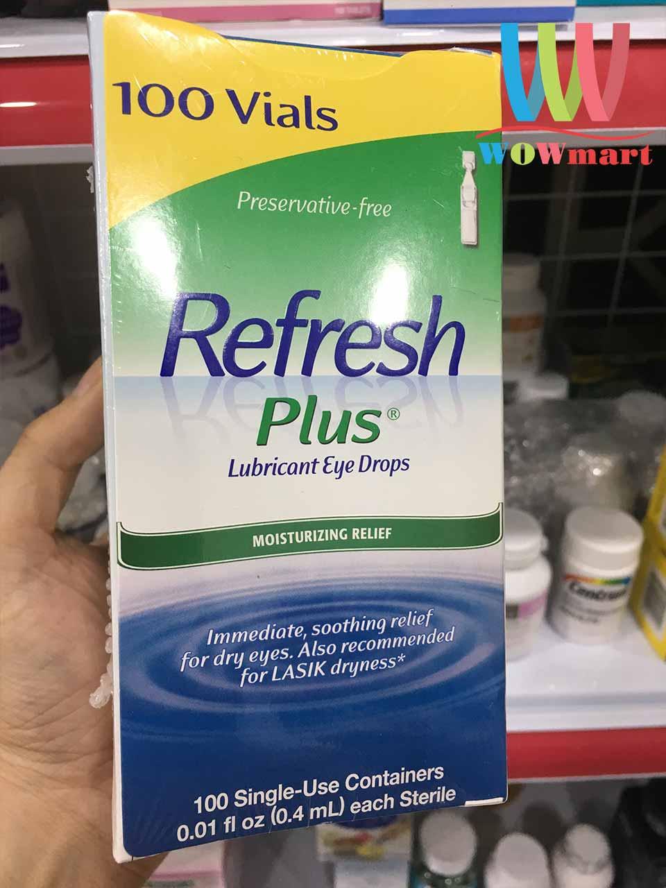 Nước nhỏ mắt Refresh Plus Lubricant Eye Drops 100 tép (dùng 1 lần) - MỸ