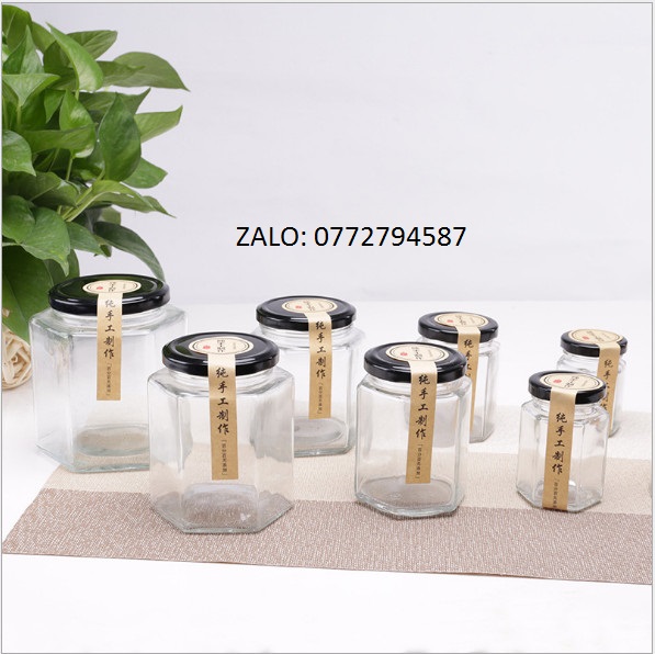 [HÀNG CHẤT LƯỢNG] Hũ Thủy Tinh Lục giác Nắp Thiết