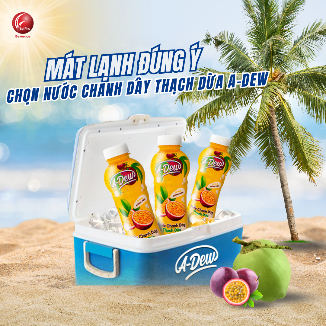 Nước Chanh Dây Thạch Dừa A-Dew Chai 450ml - Thùng 24 Chai