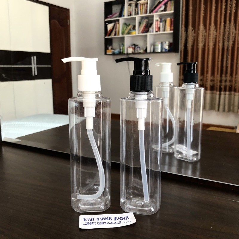 Chai chiết mỹ phẩm vòi nhấn 150ml/ 250ml - chai pet vòi nhấn trong suốt 150ml- chai nhựa vòi nhấn / xịt sương / nắp bật
