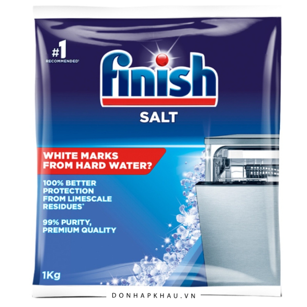 Muối Rửa Chén Bát Finish Salt Kháng Khuẩn 1kg - Bảo Vệ Máy Rửa Chén Bát, Ngăn Ngừa Mảng Bám