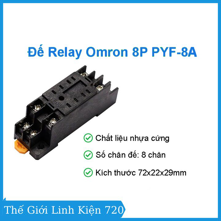 Đế relay omron 8p pyf-8a nhựa cứng kích thước 7.5x2.2x2.8 cm