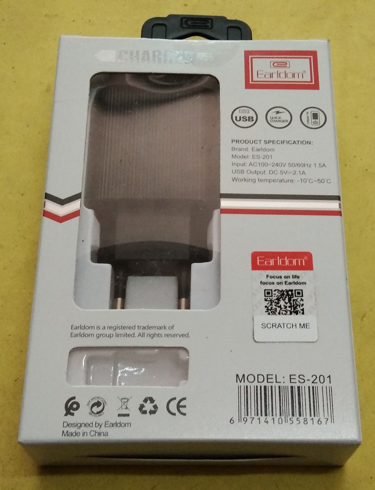 Củ sạc nhanh Earldom ES-201 1 cổng USB 2.1A