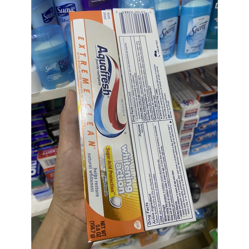 Aquafresh whitening action cream 159g American toothbrush