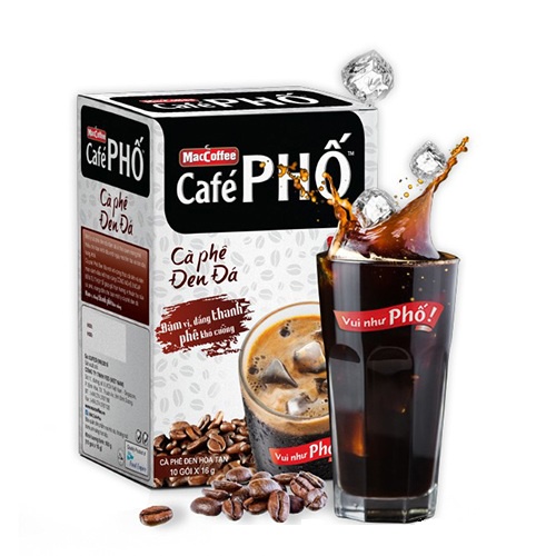 {COMBO - 10 Hộp đen đá tặng tông }-Cà phê đen đá MacCoffee Café Phố 160g (10 gói x 16g)