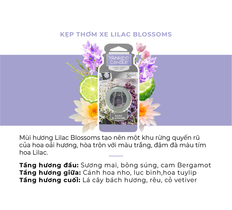 Kẹp thơm xe Yankee Candle (nhiều mùi)