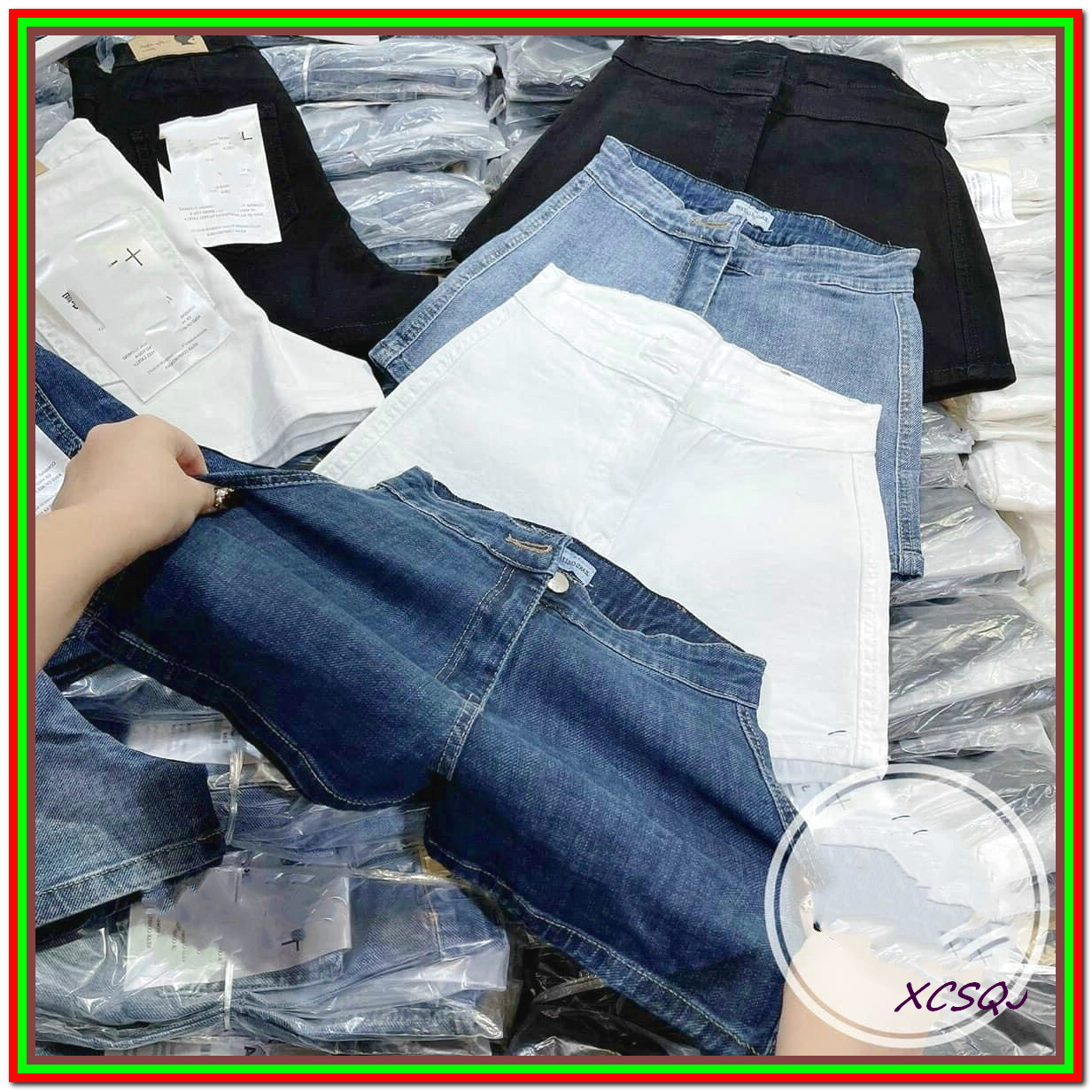 Quần short jean nữ lưng cao , co giãn