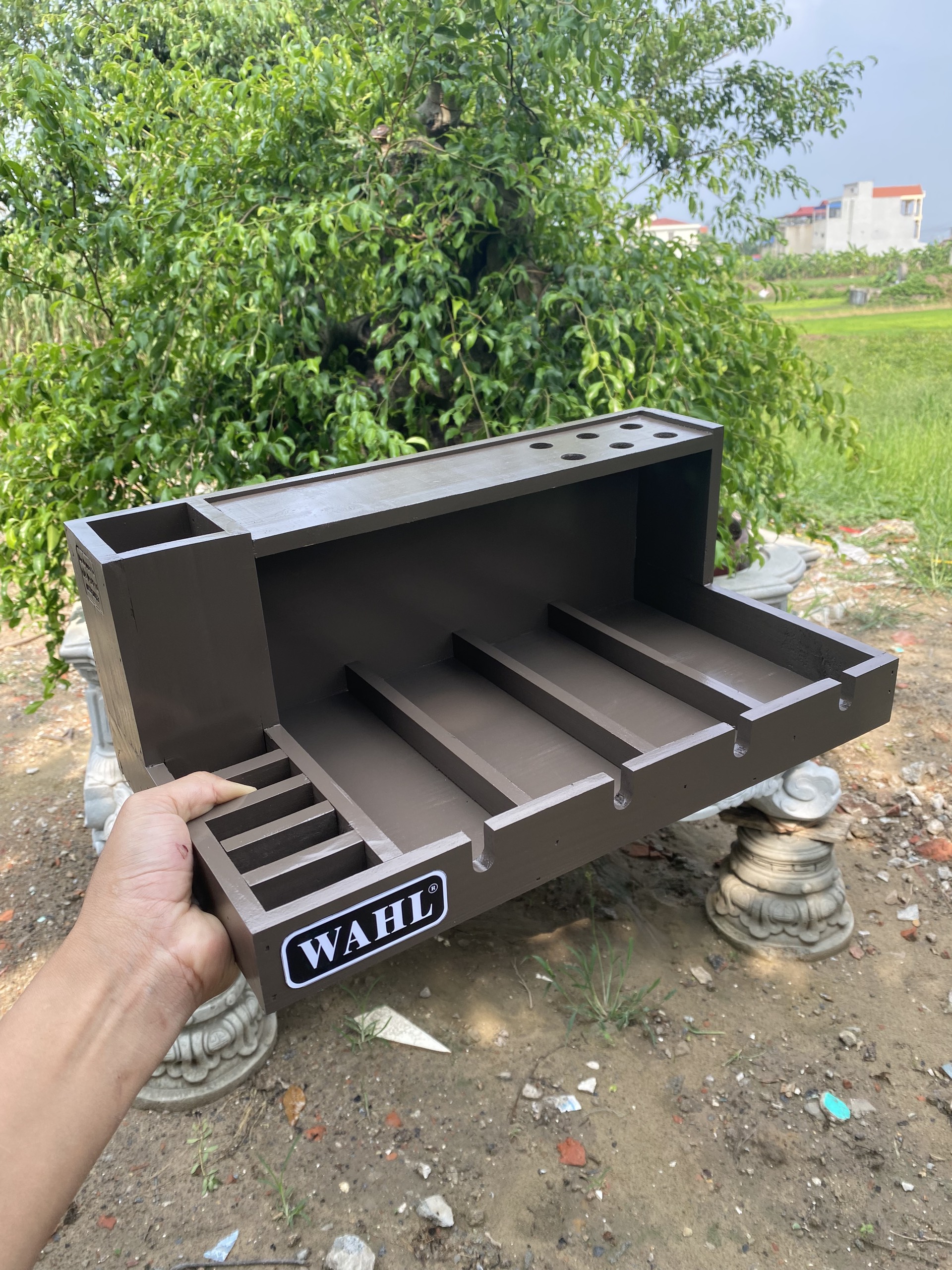 khay gỗ đựng tông đơ