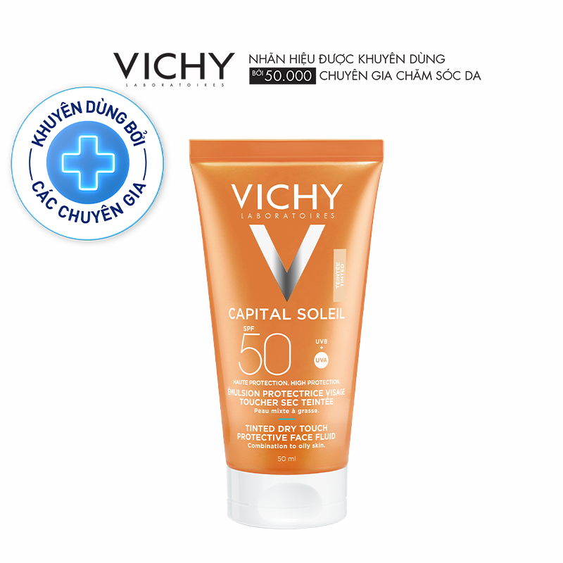 [CHỈ 394K SAU VOUCHER] Kem chống nắng không gây nhờn rít Vichy Capital Soleil Dry Touch SPF 50 Chống Tia UVA + UVB 50ml