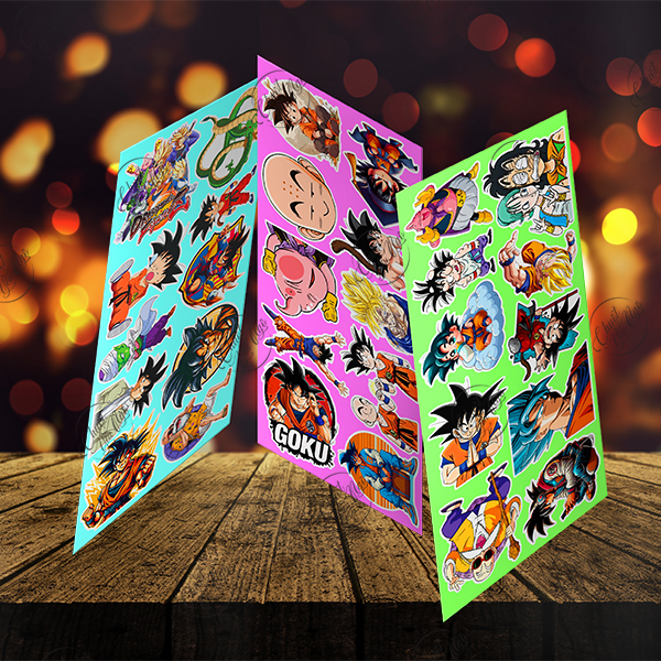 Combo 100 sticker không trùng hình dán Son Goku 7 viên ngọc rồng Dragon Ball