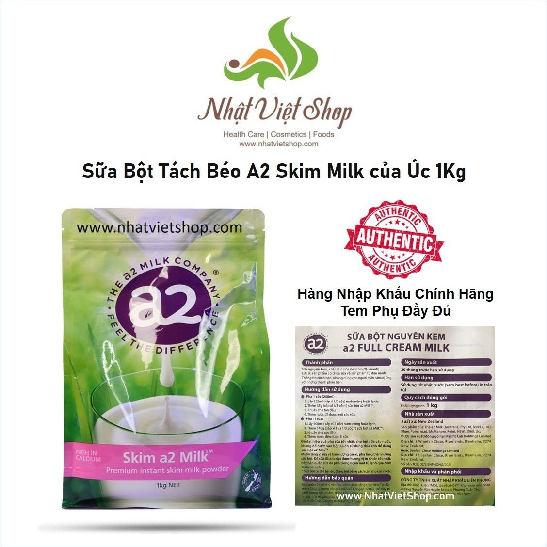 Sữa bột A2 Úc (1kg) - Hàng nhập khẩu chính hãng