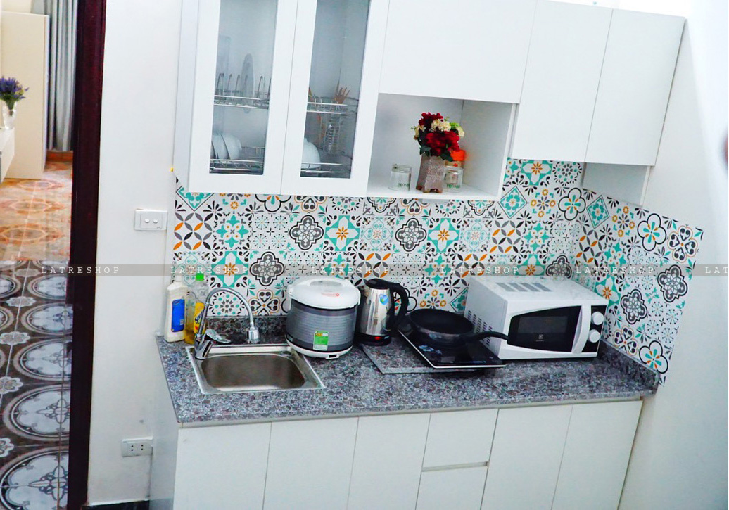 Decal gạch bông Mint - Decal dán tường - Sắc nét bền đẹp